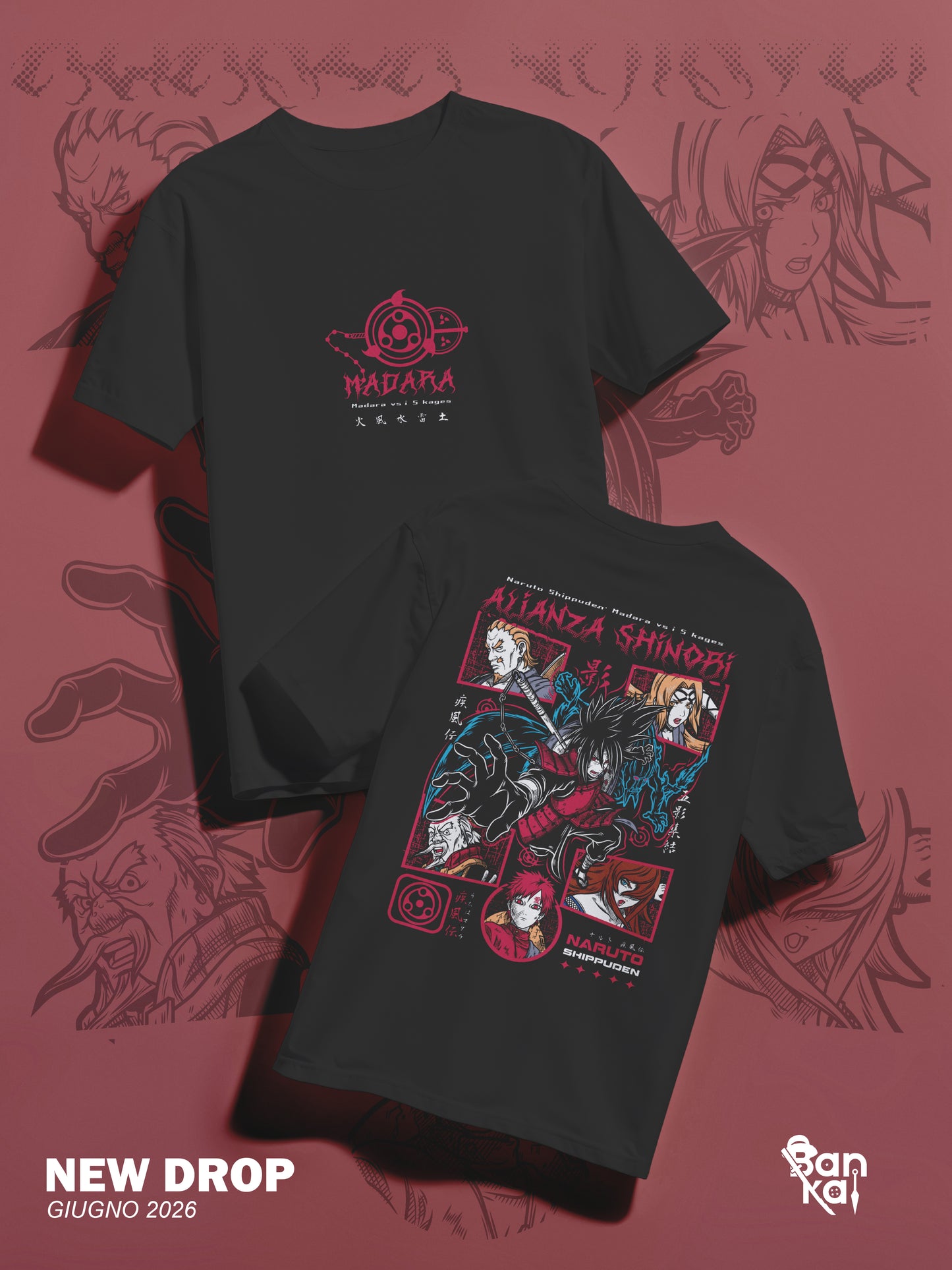 T-shirt Naruto Shippuden - Madara vs 5 Kage